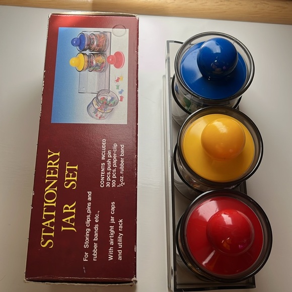 Vintage Hong Kong Desk Accessories Jar Set  1980s Stationery Storage - Picture 12 of 12